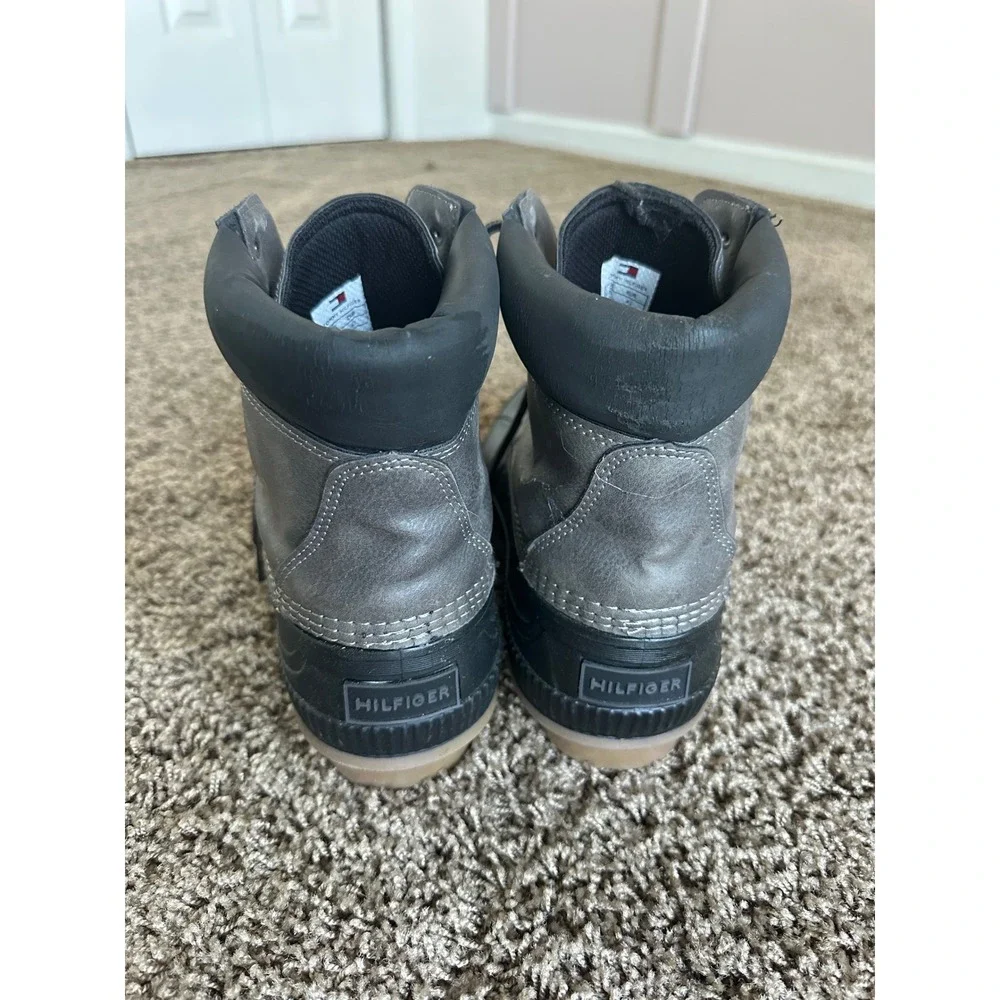 Tommy Hilfiger Colins Mens Grey Black Duck Boots Rain Snow Lace Up